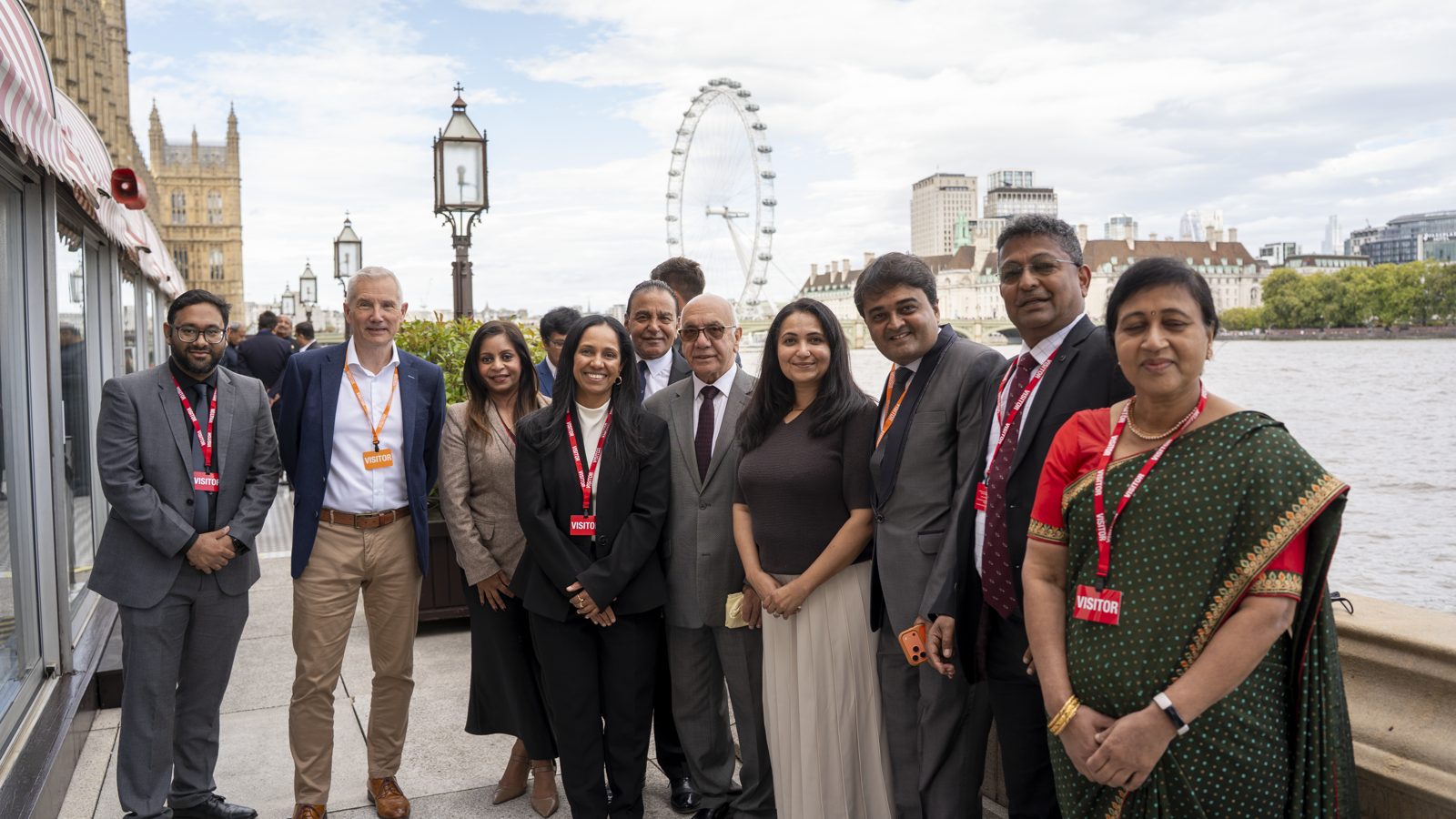 Guests on the House of Lords terrace overlooking the Thames